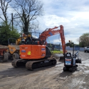 Modern commercial construction machinery fleet ready for site dispatch by DCM Hire, a professional plant hire company in Dublin.